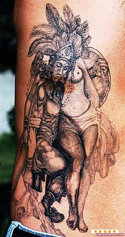 Rib Aztec Princess Tattoo