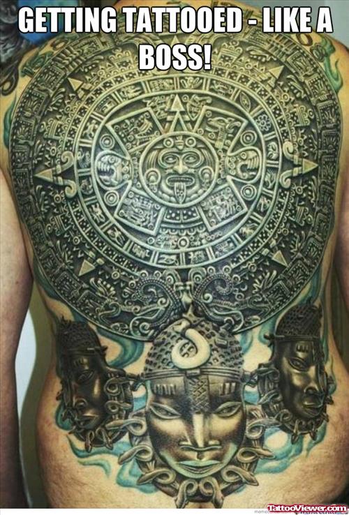 Latest Aztec Back Body Tattoo
