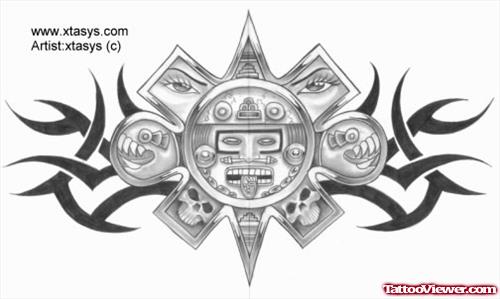 Tribal And Aztec Tattoo Design