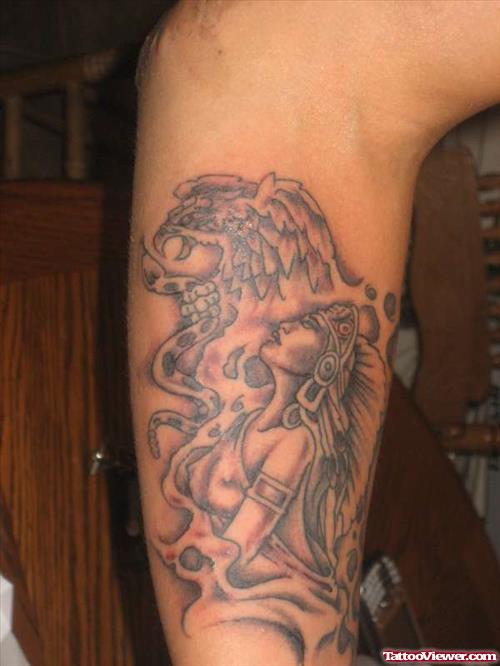 Superior Aztec Grey Ink Tattoo