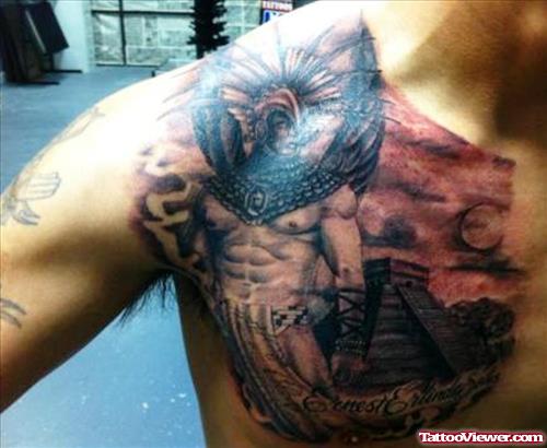 Quality Aztec Tattoo On Man Chest