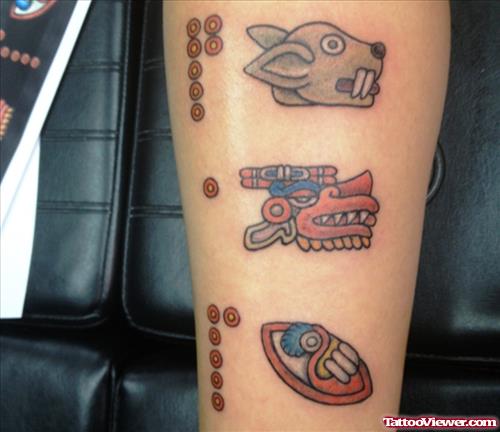Aztec znimal Heads Tattoos