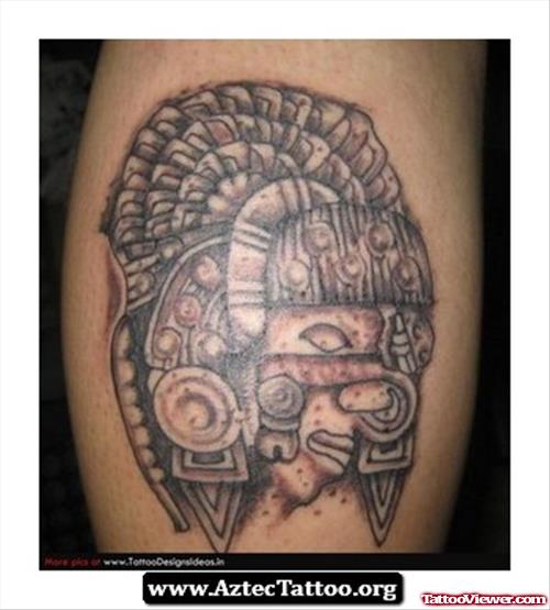 Awesome Grey Ink Aztec Tattoo For Guys