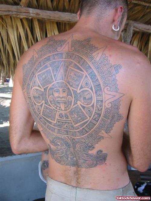 Trendy Aztec Back Body Tattoo