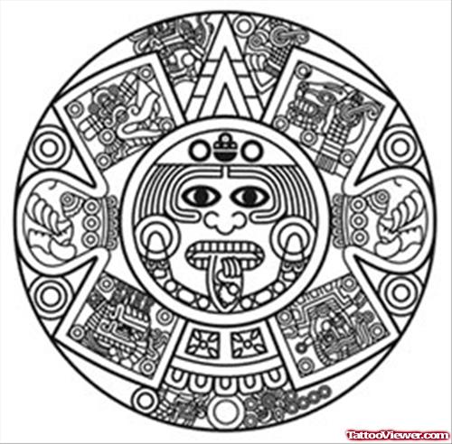 Simple Aztec Sun Tattoo Design