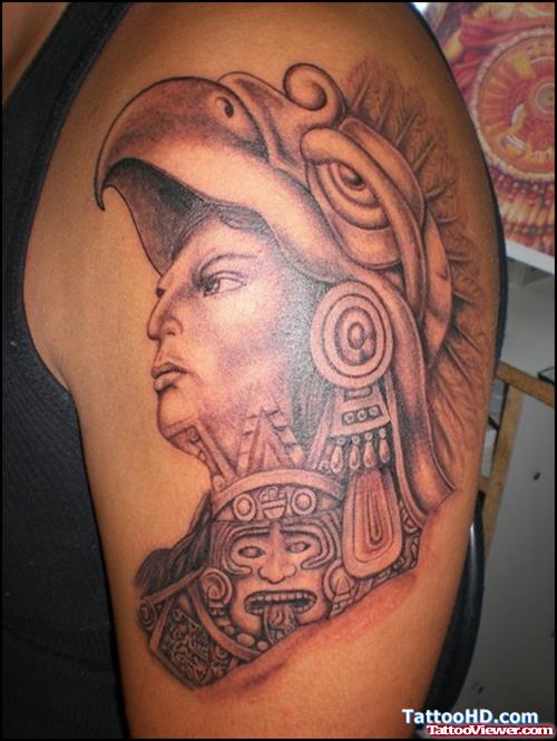 Latin Aztec Tattoo On Left Shoulder