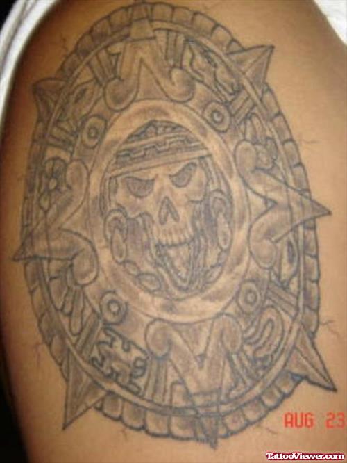 Fine Aztec Grey ink Tattoo