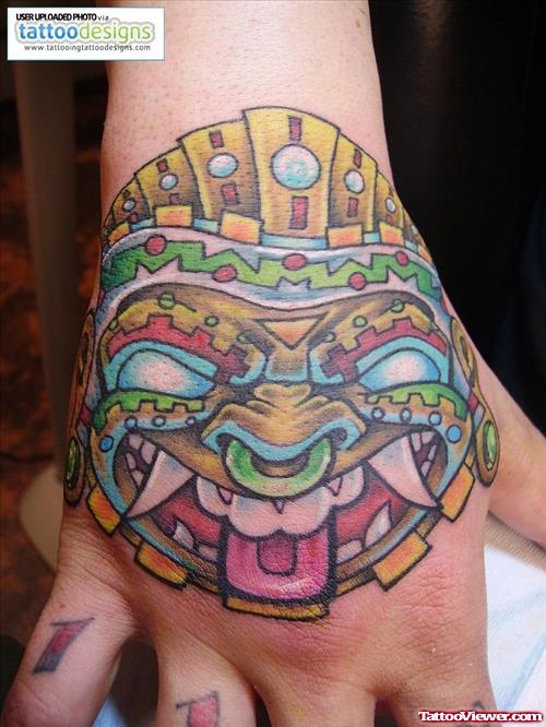 Colored Ink Aztec Tattoo