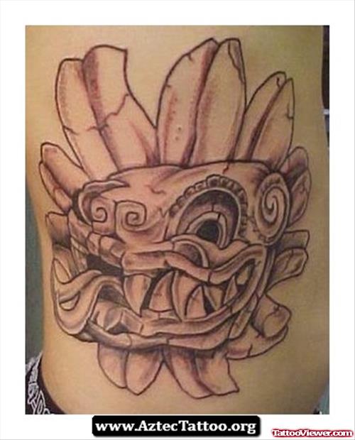 Aztec Sun Feather Tattoo