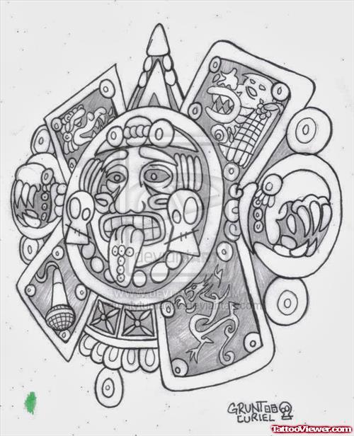 Superior Aztec Sun Tattoo Design