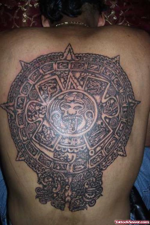 Stylish Back Body Aztec Tattoo