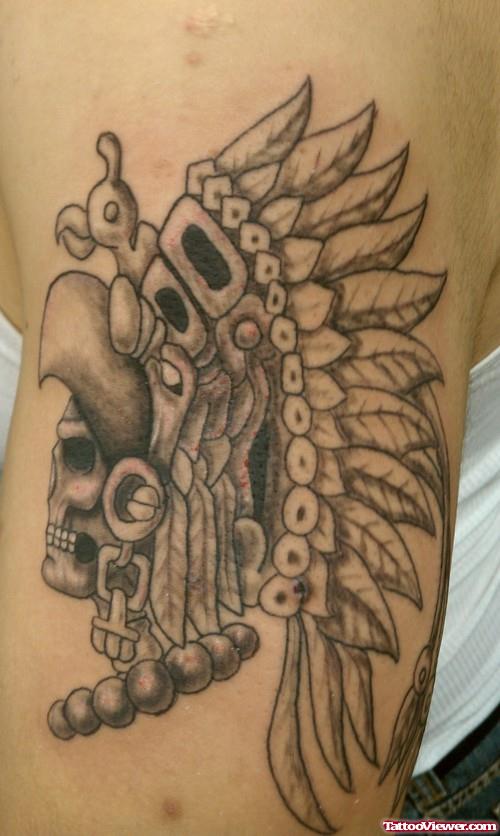 Simple Aztec Grey Ink Tattoo