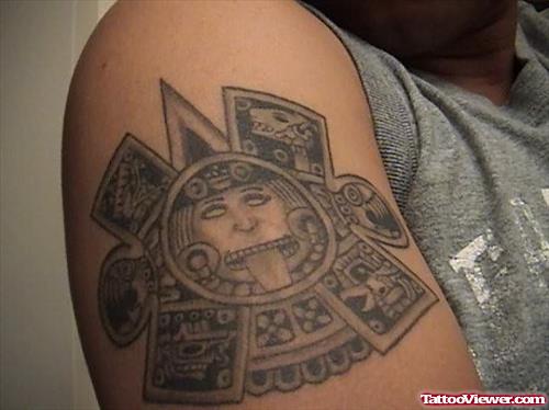 Elegant Aztec Tattoo On Half Sleeve
