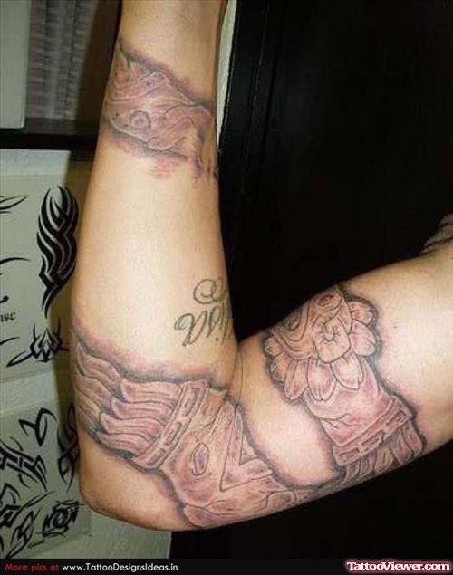 Aztec Tattoo On Right Sleeve