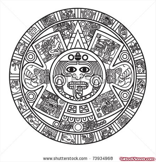 Aztec Sun Tattoo Design