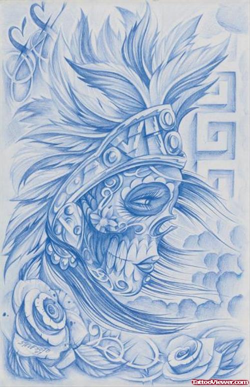 Aztec Muerta Tattoo Design