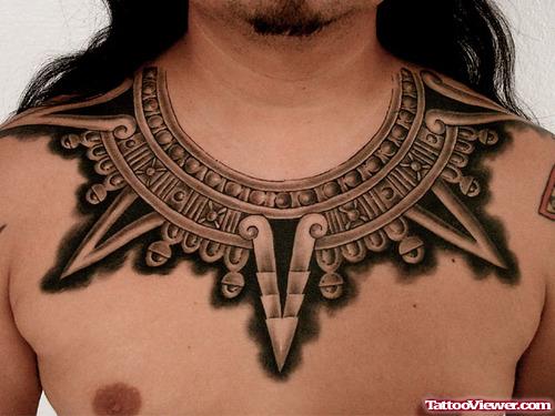 Great Aztec Collarbone Tattoo