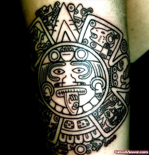 Cute Aztec Tattoo On Sleeve