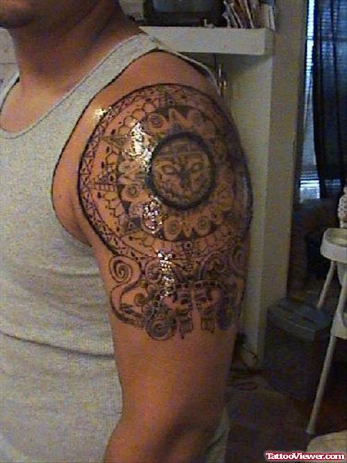 Fantastic Aztec Left Shoulder Tattoo