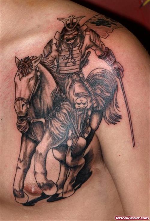 Aztec Warrior Grey Ink Tattoo