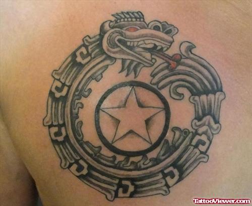 Aztec Ouroboros and Star Tattoo