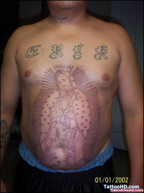 Aztec Indian Tattoo On Belly