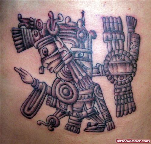 Grey Ink Amazing Aztec Tattoo