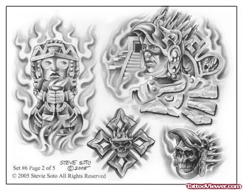 Fine Aztec Tattoos Designs