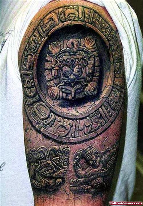 Great Aztec Tattoo on Half Sleeve