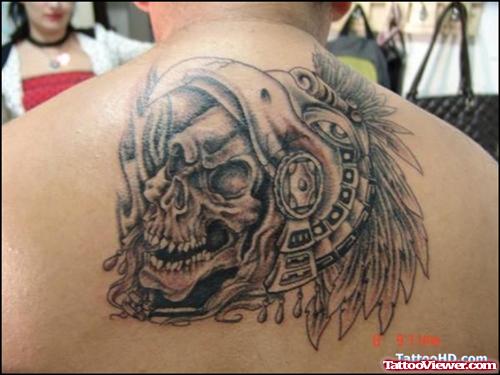 Aztec Tattoo On Man Upperback