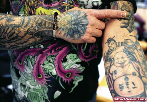 Aztec Tattoo On Both Sleeves