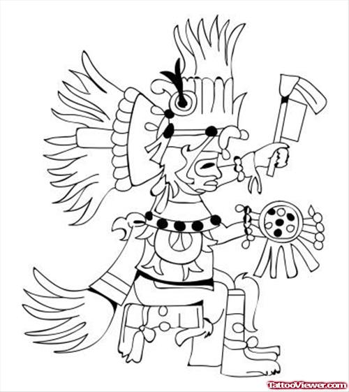 Aztec Sun God Tattoo Design