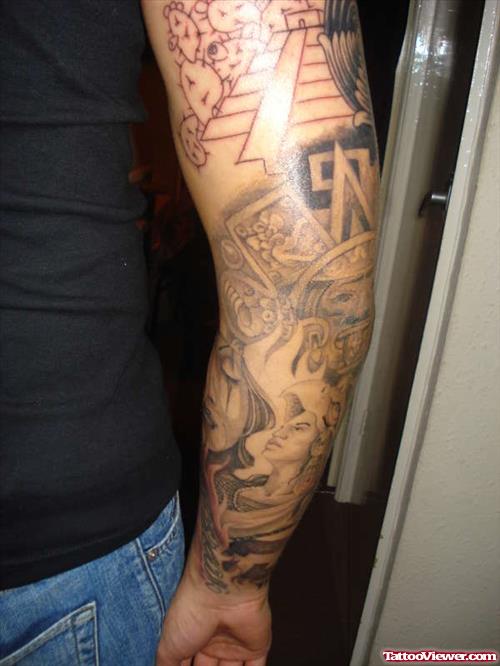 Aztec Right Sleeve Tattoo