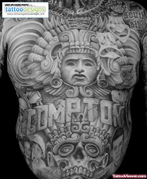 Comption Aztec Tattoo On Front