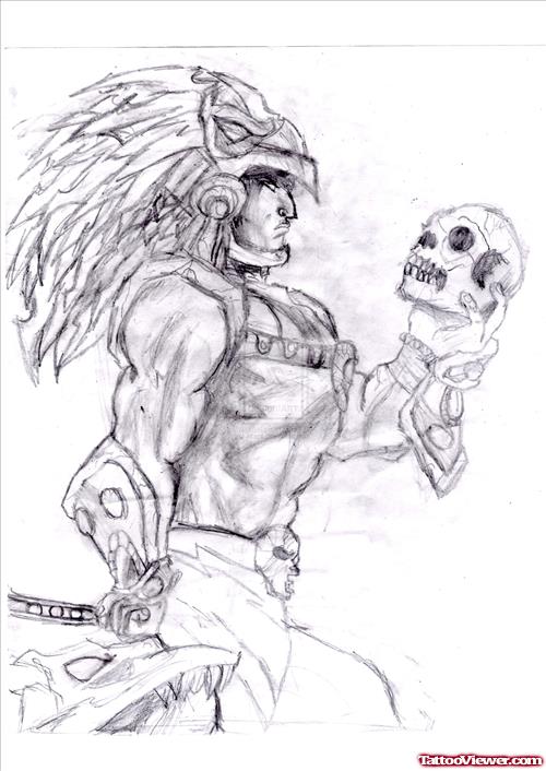 Aztec Warrior Tattoo Design
