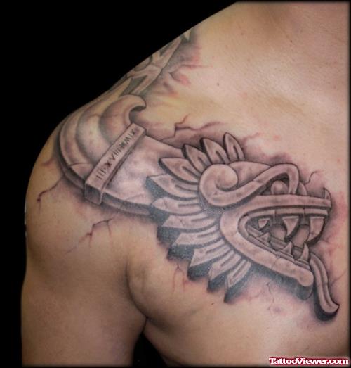 Aztec Tattoo On Collrbone
