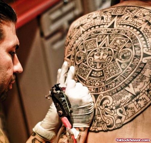 Aztec Tattoo In Process