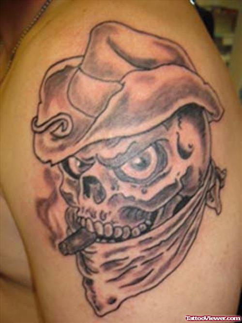 Aztec Smoking Skull Tattoo