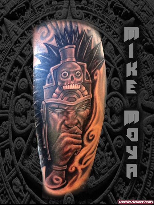 Attractive Aztec Tattoo On Half Sleeve