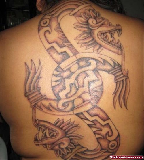 Aztec snake Tattoo on Back