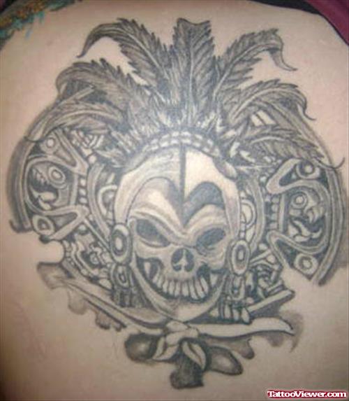 Aztec Skull Tattoo On Back