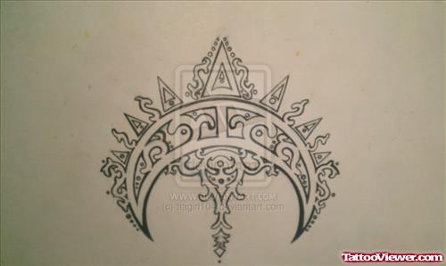 Aztec Moon Tattoo Design