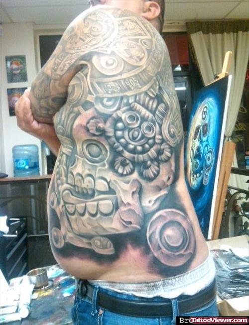 Beautiful Aztec Rib Side Tattoo