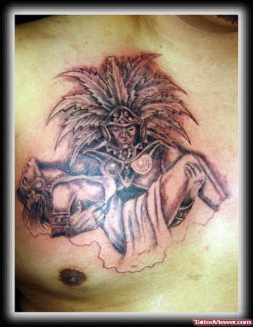 Aztec Warrior tattoo On Man Chest