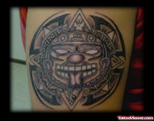 Aztec Sun Tattoo On Bicep