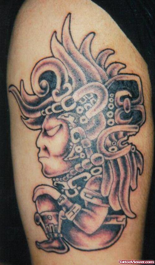 Aztec Grey Ink Tattoo