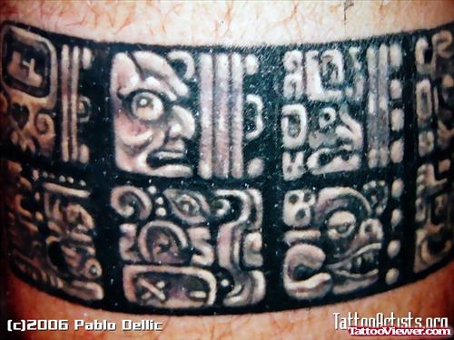Aztec Black Ink Tattoo