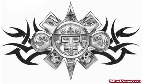 Aztec And Tribal Tattoo Design