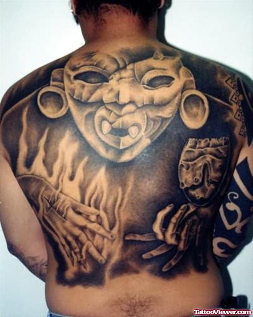 Aztec Scary Tattoo For Back