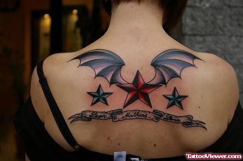 Aztec Star Tattoos On Back